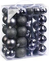 47x Boules de Noël en plastique anthracite / gris mix 4-6 cm avec visière - mat / brillant - Décorations pour sapin de Noël anthracite