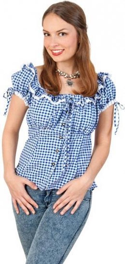 Uitleg rib gunstig Tiroler blouse blauw/wit voor dames 36 (s) | bol.com