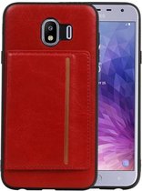 Rood Staand Back Cover 1 Pasjes voor Samsung Galaxy J4