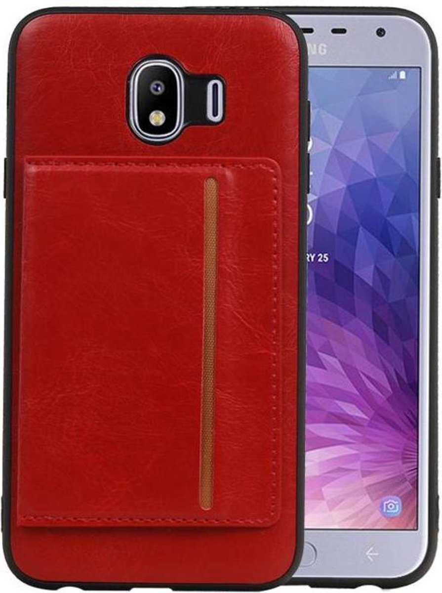 Rood Staand Back Cover 1 Pasjes voor Samsung Galaxy J4