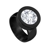 Quiges RVS Schroefsysteem Ring Zwart Glans 18mm met Verwisselbare 12mm Mini Munt - SLSRS54518
