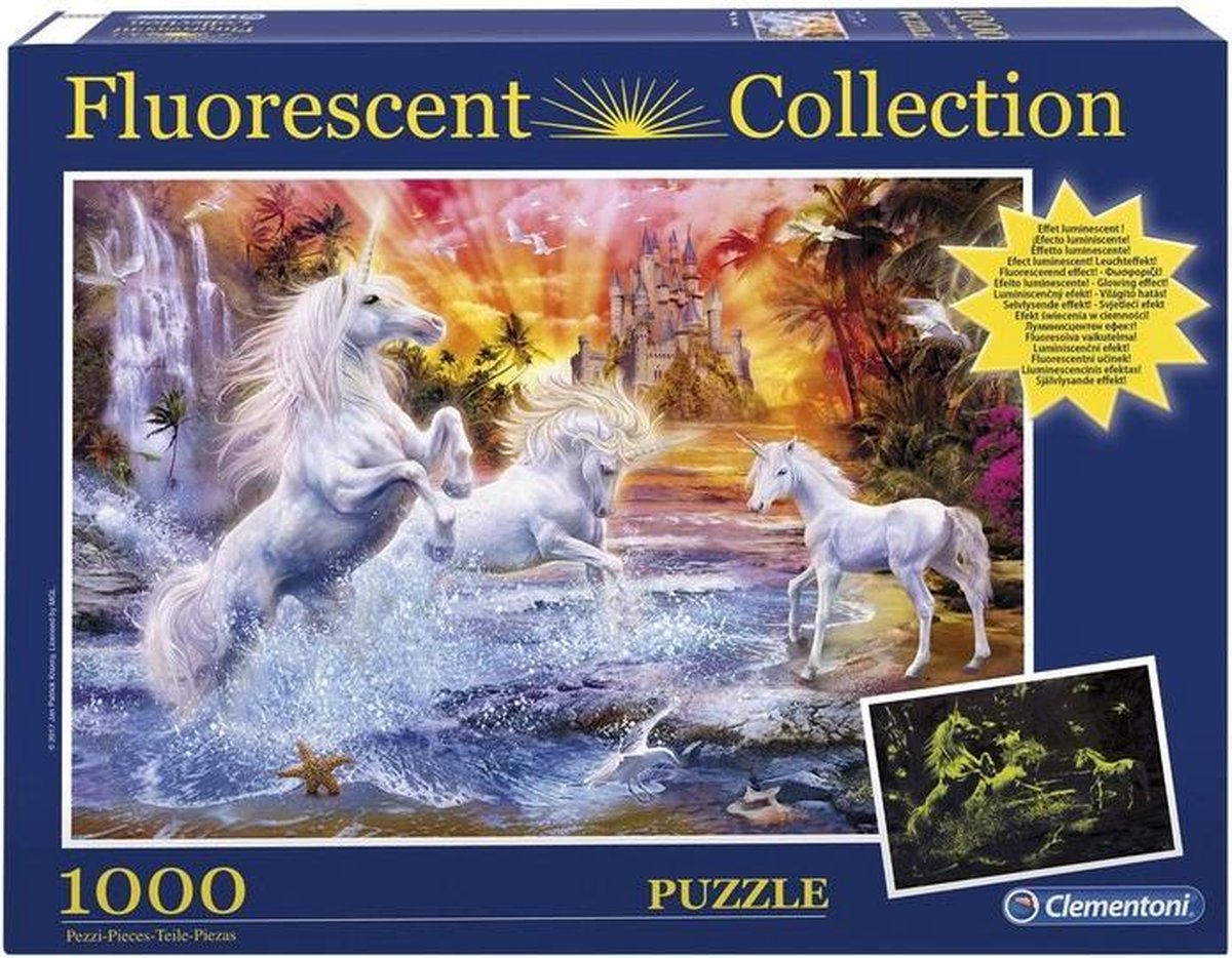 Guinness Sympathiek Onheil Clementoni Fluoriserende Puzzel - Wild Unicorns - 1000 Stukjes | bol.com