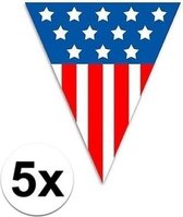 5x Vlaggenlijn/vlaggetjes Amerika/USA - 5 meter - slingers