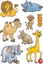 24x Dierentuin dieren stickers - kinderstickers - stickervellen - knutselspullen