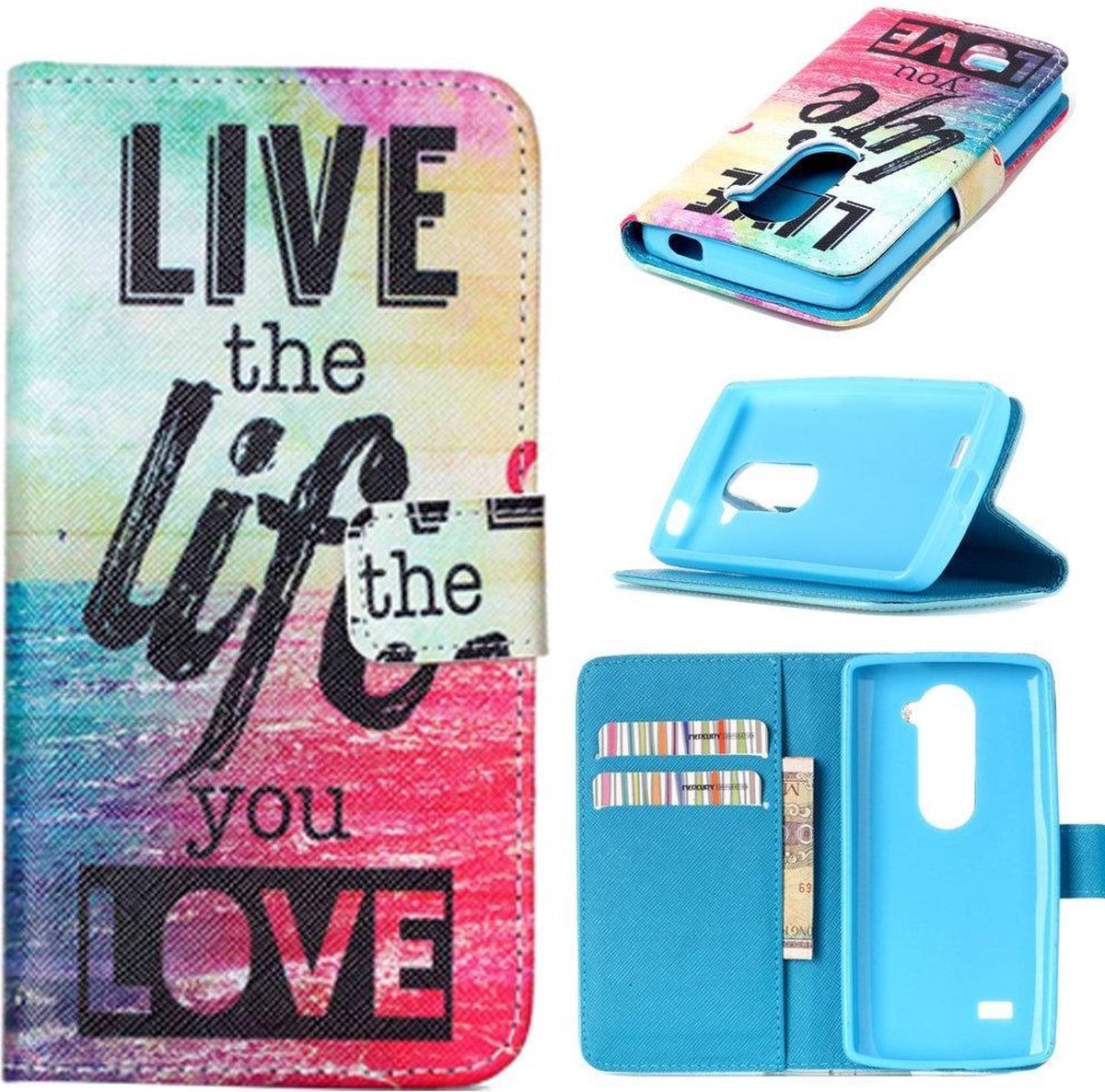 iCarer Live the life wallet case hoesje LG G4C