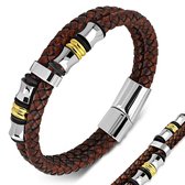 Montebello Armband Skabal Brown G - 316L Staal - Leer - 12mm - ∅21cm