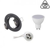 LED Spot Set - Aigi - Trion - GU10 Fitting - Inbouw Rond - Mat Zwart - 6W - Warm Wit 3000K - Kantelbaar Ø83mm