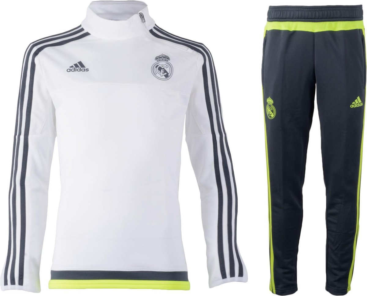adidas Real Madrid Trainingspak Jr - Trainingspak - Maat 176 - wit/grijs/geel | bol.com