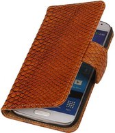 Snake Bookstyle Wallet Case Hoesje - Geschikt voor Samsung Galaxy S3 mini i8190 Bruin