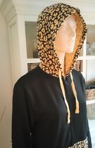 Onesie Zwart/geel leopard print hooded