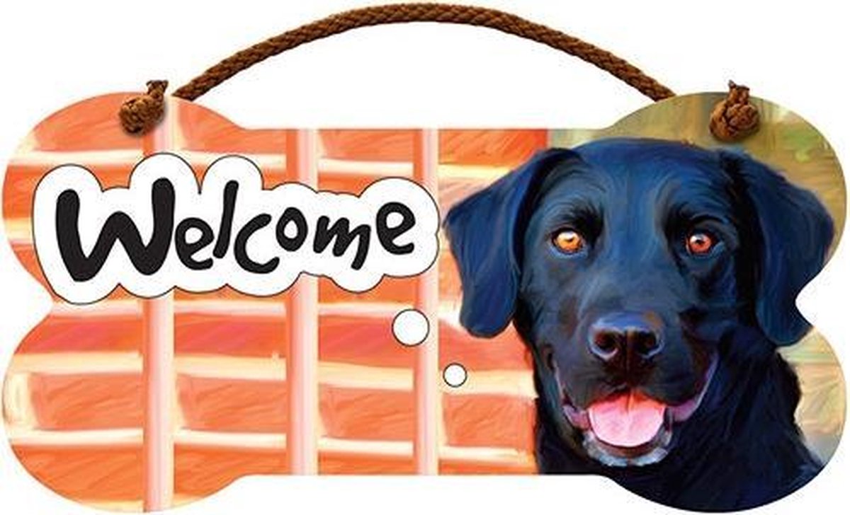 bordje - welcome - zwarte Labrador