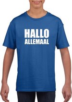 Hallo allemaal tekst blauw t-shirt voor kinderen XL (158-164)