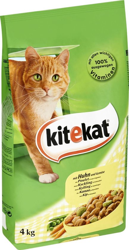 Vrijgekomen Vloeibaar oor Kitekat Droog - Kip/Kalkoen/Groenten - Kattenvoer - 4 kg | bol.com