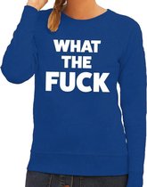 What the Fuck tekst sweater blauw voor dames M