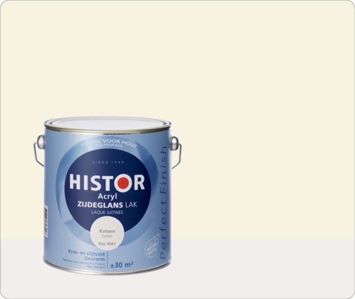 Histor Perfect Finish Lak Acryl Zijdeglans 2,5 liter - Katoen (Ral 9001)