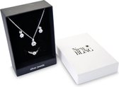 New Bling Gift Set 9NB SET015 54 Sieraden Geschenkset Zilveren Oorbellen 6x8 mm Collier 40+5 cm Ring maat 54 - 100 Facet Zirkonia - Zilverkleurig