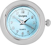 Quiges - Dames Click Button Drukknoop 18mm Horloge Lichtblauw - EBW004