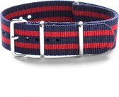 Premium Navy Blue Red - Nato strap 22mm - Stripe - Horlogeband Navy Blauw Rood + luxe pouch