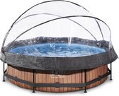 Bol.com EXIT Wood zwembad ø300x76cm met filterpomp en overkapping - bruin aanbieding