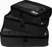 TravelMore Packing Cubes Set - Kleding Organizer voor Koffer en Backpack - Inpak Kubussen Tas - Travel Bag Opbergzakken - Bagage Compressiezakken - 3 Stuks - Zwart
