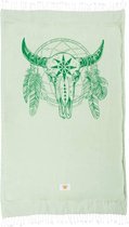 Mycha Ibiza - Serviette de plage - serviette de plage - kikoy - crâne de vache - vert - 100% coton - tissu éponge
