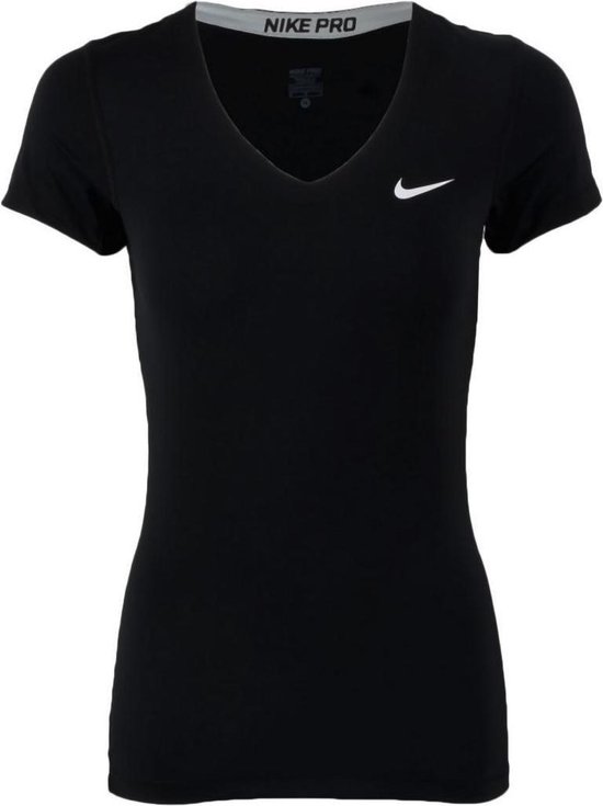 Nike Pro V-hals - Sportshirt - Vrouwen - Maat M - Zwart | bol.com