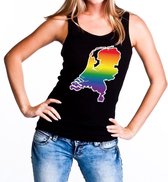 Nederland regenboog gaypride tanktop zwart dames XL