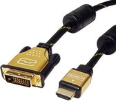 ROLINE 11885890 1m HDMI Type A (Standard) DVI-D Zwart, Goud video kabel adapter