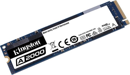 Kingston A2000 NVMe/PCIe M.2 SSD 2280 harde schijf 500 GB M.2 NVMe PCIe 3.0 x4