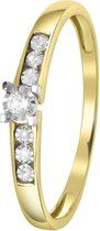 Lucardi Dames ring met 7 diamanten (0,05ct) - Ring - Cadeau - 14 Karaat Goud - Geelgoud