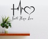 Muursticker - Faith Hope Love - Zwart 58x64