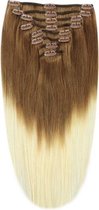 Remy Human Hair extensions Double Weft straight 24 - bruin / blond T6/613#