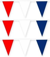 3x Frankrijk stoffen vlaggenlijnen/slingers 10 meter van katoen - Landen feestartikelen versiering - EK/WK duurzame herbruikbare slinger rood/wit/blauw van stof