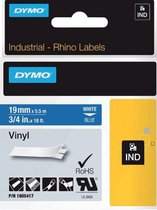 DYMO Rhino industriële Vinyl Labels | 19 mm x 5,5 m | witte afdruk op blauw | zelfklevende labels voor Rhino & LabelManager labelprinters
