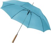 Automatische paraplu 102 cm doorsnede in het lichtblauw - grote paraplu met houten handvat