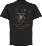 Liverpool Champions Of Europe 2019 Logo T-Shirt - Zwart  - XXL
