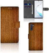 Smartphone Hoesje Samsung Note 10 Book Style Case Donker Hout