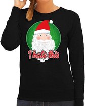 Foute Kersttrui / sweater - I hate this - zwart voor dames - kerstkleding / kerst outfit S (36)