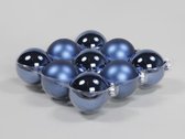 Basic Blue Combi Kerstballen - Cb. 9 Glasballen/cap Basic Blue 100 Mm