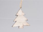 Kersthangers - pbh. 6 wooden trees/hanging natural 6 cm