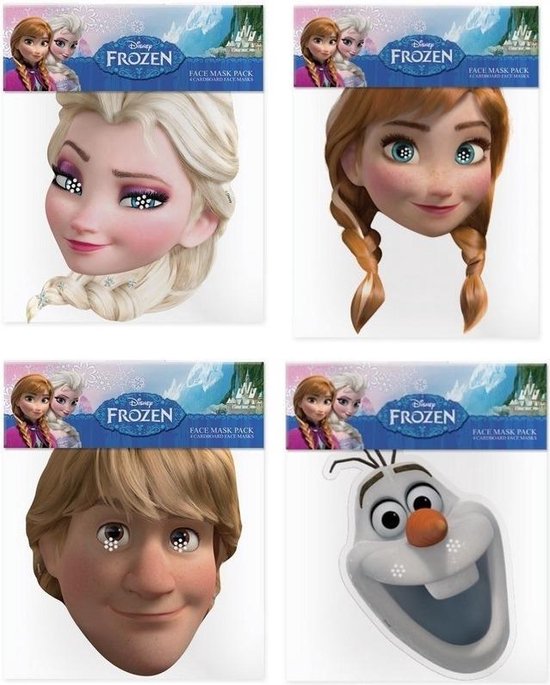 bol.com | 4x Disney Frozen verkleed maskers - Anna - Elsa - Olaf - Kristoff  gezichtsmaskers voor...