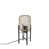 QAZQA bliss_mesh - Moderne Tafellamp - 1 lichts - H 480 mm - Zwart Goud - Woonkamer | Slaapkamer