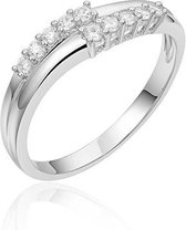 Jewels Inc. - Ring - Gezet met Zirkonia Stenen - 5mm Breed - Maat 60 - Gerhodineerd Zilver 925