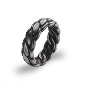 Twice As Nice Ring in edelstaal, vlecht, zwart  58