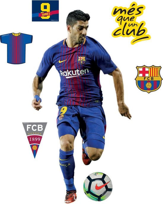 Muursticker Voetbalspeler Suarez - FC Barcelona - Kinderkamer - 55 cm hoog