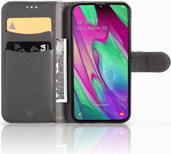Cuir de Première Qualité Housse pour Samsung Galaxy A40 Coque Ours