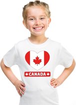 Canada hart vlag t-shirt wit jongens en meisjes M (134-140)