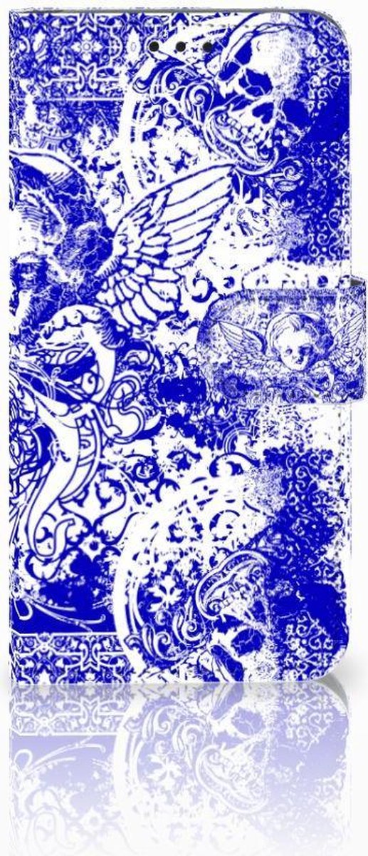Telefoonhoesje met Naam Huawei P30 Lite (2020) Angel Skull Blauw