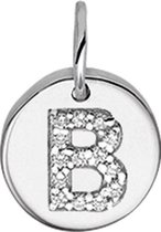 The Jewelry Collection Bedel Letter B Zirkonia - Zilver