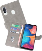 Hoesje Geschikt voor Samsung Galaxy A20e - Kaarthouder Book Case Telefoonhoesje - Grijs